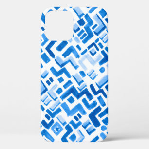 Abstract watercolor lines and stripes pattern iPhone 12 case