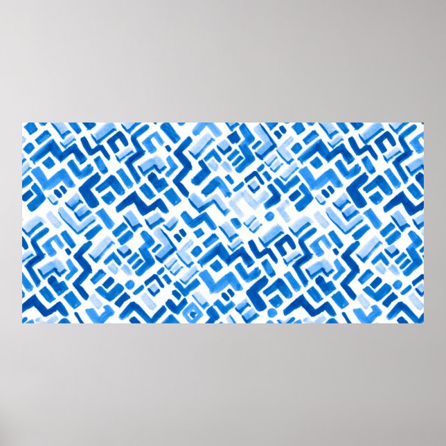 Abstract watercolor lines and stripes pattern poster (Front)
