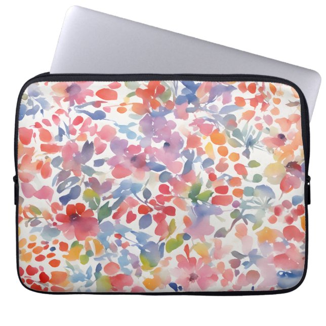 Abstract Watercolor Loose Florals Laptop Sleeve (Front)