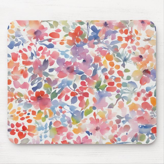 Abstract Watercolor Loose Florals Mouse Pad (Front)