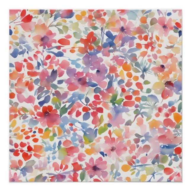 Abstract Watercolor Loose Florals Poster (Front)