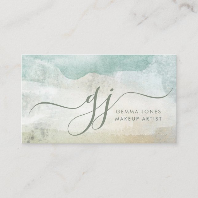 Abstract Watercolor Makeup Artist Business Card (Front)