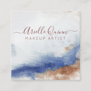 Abstract Watercolor Makeup Artist Square Business Card