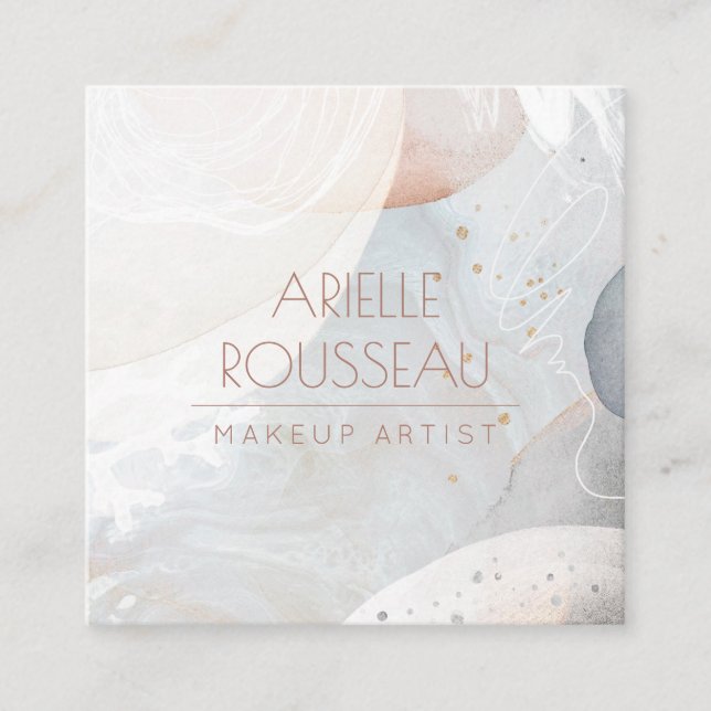 Abstract Watercolor Makeup Artist Square Business  Card (Front)