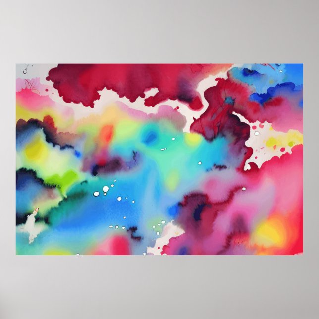 Abstract Watercolor many colours Interior Design Poster (Front)