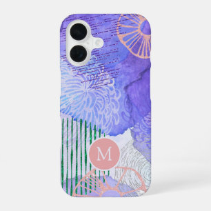 Abstract Watercolor Marine Flora Art Monogram iPhone 16 Case