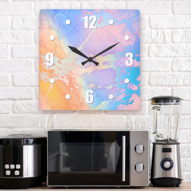 Abstract watercolor modern turquoise purple ombre square wall clock (Creator Uploaded)