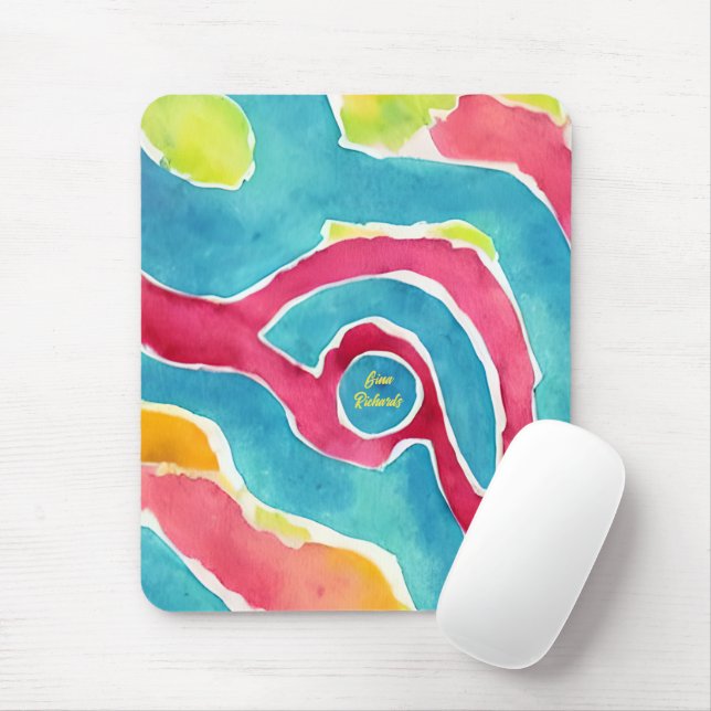 Abstract Watercolor Mouse Pad (With Mouse)