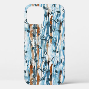 Abstract watercolor music notes pattern. iPhone 12 case