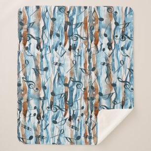 Abstract watercolor music notes pattern. sherpa blanket