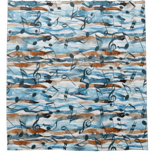 Abstract watercolor music notes pattern. shower curtain