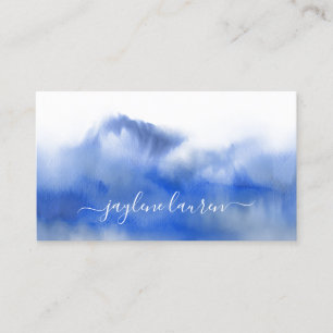 Abstract Watercolor Navy Blue Business Card