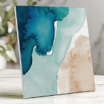 Abstract Watercolor Ocean Blue and Sand  Tile<br><div class="desc">Bring an artistic touch to your space with this abstract watercolor tile featuring soft, blended shades of deep ocean blue, turquoise, and sandy beige. The fluid and organic design mimics natural watercolor brush strokes, creating gentle colour transitions and a free-flowing painted aesthetic. Perfect for backsplashes, accent walls, or adding a...</div>