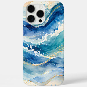 Abstract Watercolor Ocean Waves Pattern iPhone 16 Pro Max Case