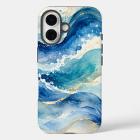 Abstract Watercolor Ocean Waves Pattern