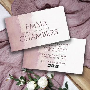 Abstract Watercolor Ombre Makeup Artist Dusty Rose Business Card