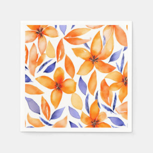 Abstract watercolor orange floral modern napkin