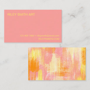 Abstract Watercolor Orange Yellow Pink Simple Business Card