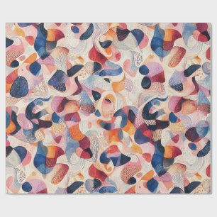 Abstract Watercolor Organic Navy Coral Pattern Wrapping Paper