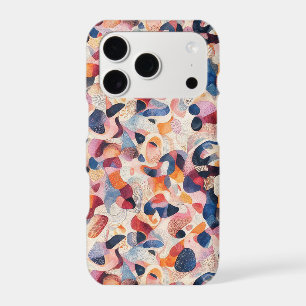 Abstract Watercolor Organic Shapes Navy Coral Patt