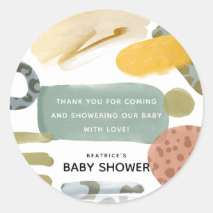 Abstract Watercolor Paint Baby Shower Thank You Classic Round Sticker