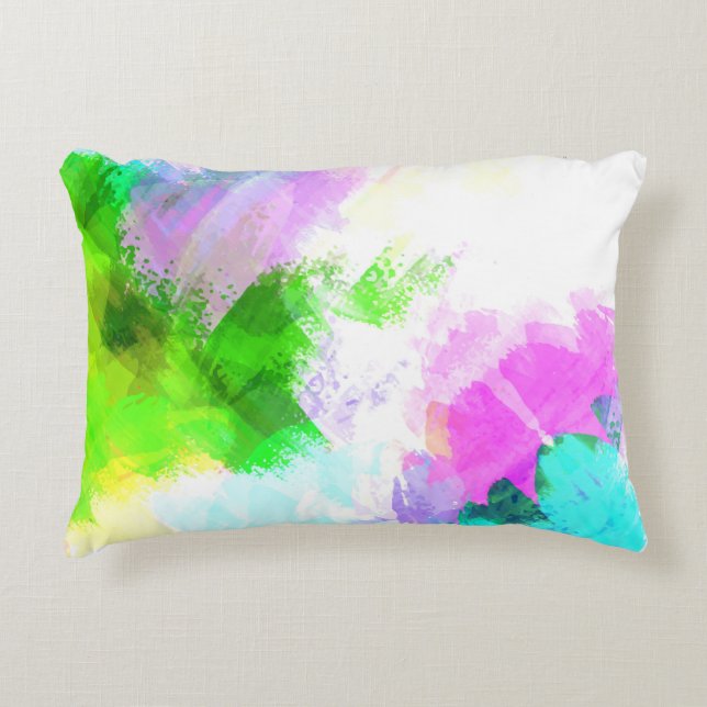 Abstract watercolor paint decorative cushion (Front)