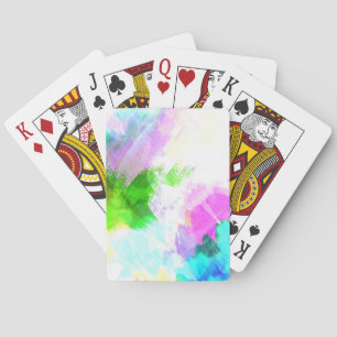 Abstract watercolor paint playing cards
