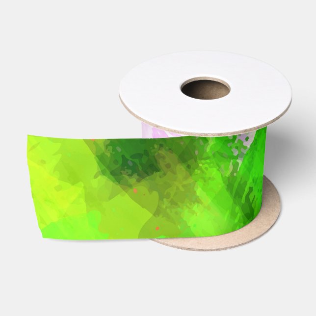 Abstract watercolor paint satin ribbon (Spool)