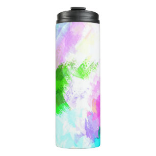 Abstract watercolor paint thermal tumbler
