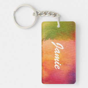 Abstract watercolor painted background key ring