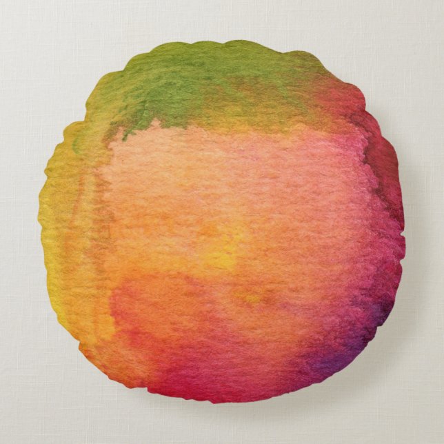 Abstract watercolor painted background round cushion (Front)