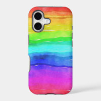Abstract Watercolor Painted Stripes Rainbow
