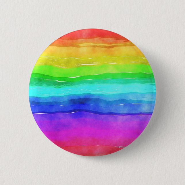 Abstract Watercolor Painted Stripes Rainbow 6 Cm Round Badge (Front)