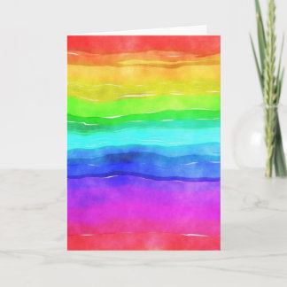 Abstract Watercolor Painted Stripes Rainbow Card