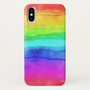 Abstract Watercolor Painted Stripes Rainbow Case-Mate iPhone Case