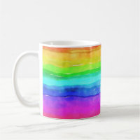 Abstract Watercolor Painted Stripes Rainbow