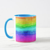 Abstract Watercolor Painted Stripes Rainbow