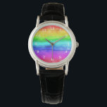Abstract Watercolor Painted Stripes Rainbow Watch<br><div class="desc">Abstract Watercolor Painted Stripes Rainbow.                                     




rainbow watercolor colourful , 
typography girly trendy chic, 
 purple pink glitter art, 
 monogram modern name stylish, 
 bold fun happy artistic, 
expression summer peace green, 
 blue love drawn abstract, 
 freedom colour spectrum paint, 
gay flag brush creative, 
watercolor  rainbow colourful , </div>