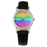Abstract Watercolor Painted Stripes Rainbow