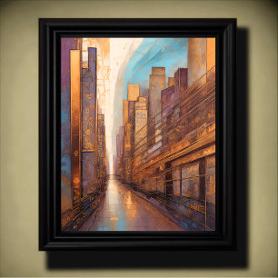 Abstract Watercolor Painting Gold Cityscape 4:5 Poster