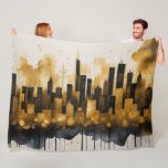 Abstract Watercolor Painting Gold Cityscape Fleece Blanket<br><div class="desc">Abstract Watercolor Painting Gold Cityscape Black</div>