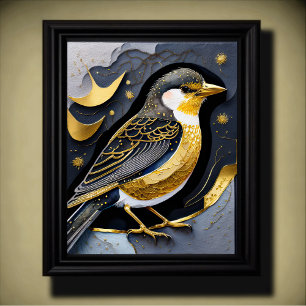 Abstract Watercolor Painting of a Bird 5:4 Poster