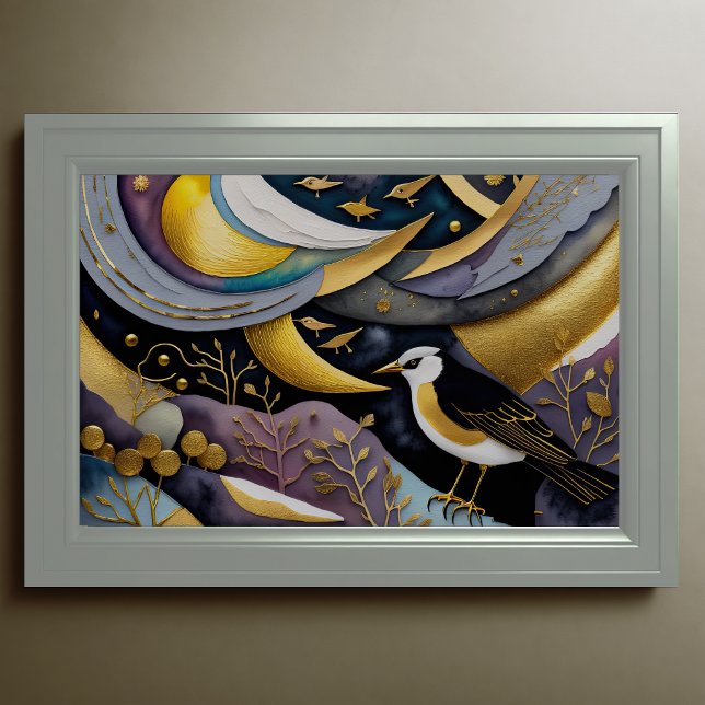 Abstract Watercolor Painting of Birds 3:2 Poster (Creator Uploaded)