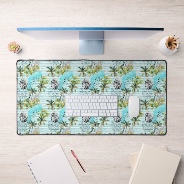 Abstract Watercolor Palm Tree Pattern 2 Desk Mat (Office 1)