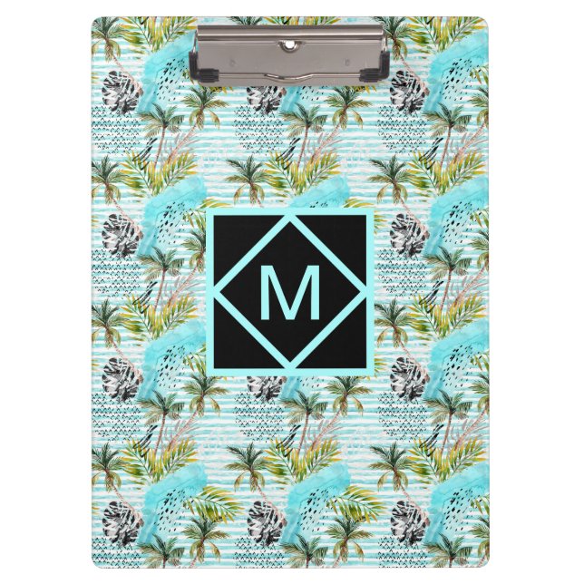 Abstract Watercolor Palm Tree Pattern Clipboard (Front)