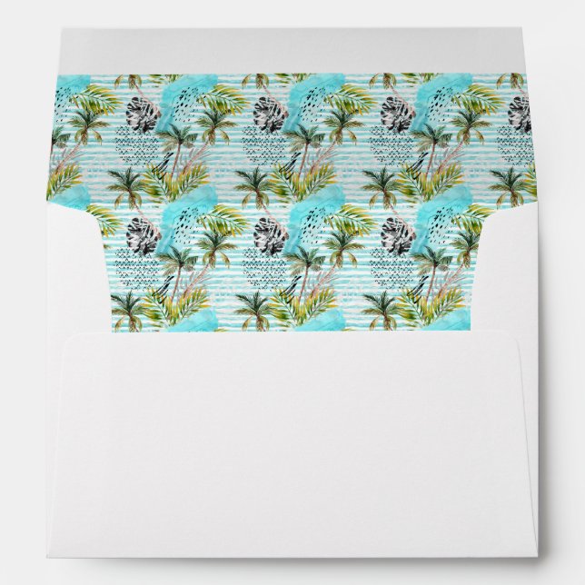 Abstract Watercolor Palm Tree Pattern Envelopes (Back (Bottom))