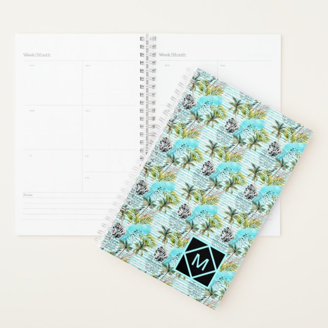 Abstract Watercolor Palm Tree Pattern Planner (Display)