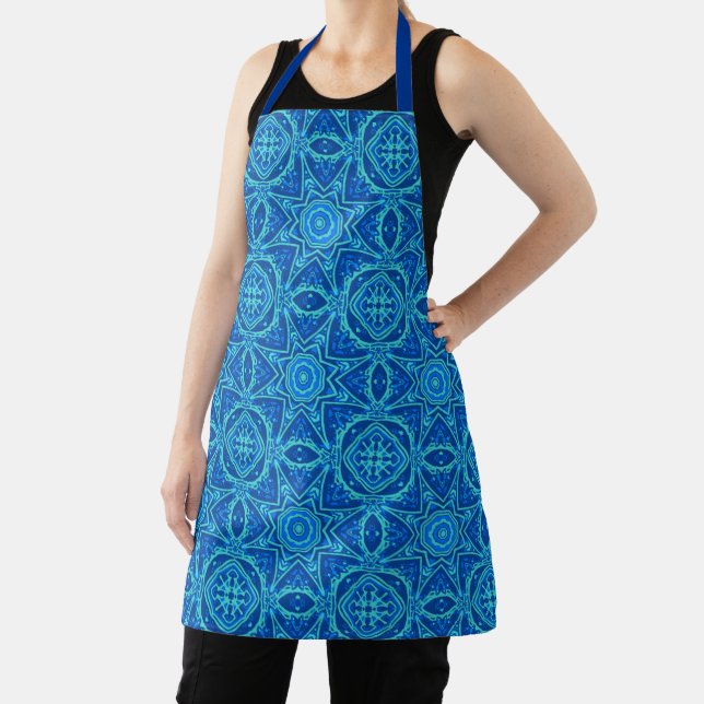 Abstract Watercolor Pattern - Denim Blue Apron (Insitu)