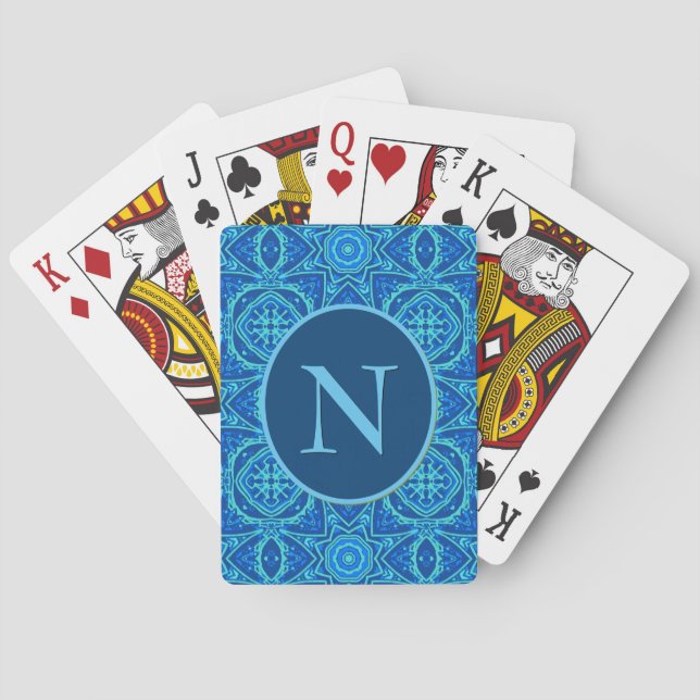 Abstract Watercolor Pattern - Denim Blue  Playing Cards (Back)