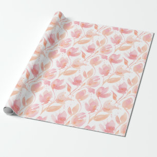 Abstract Watercolor Pattern in Peach and Pink Wrapping Paper